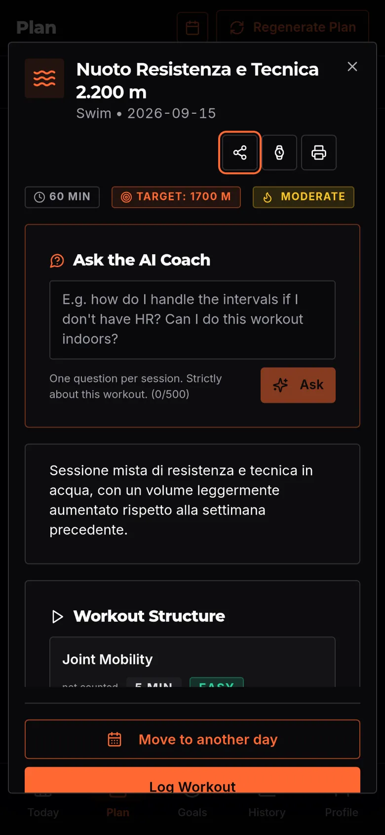 BeProud.ai workout detail on mobile