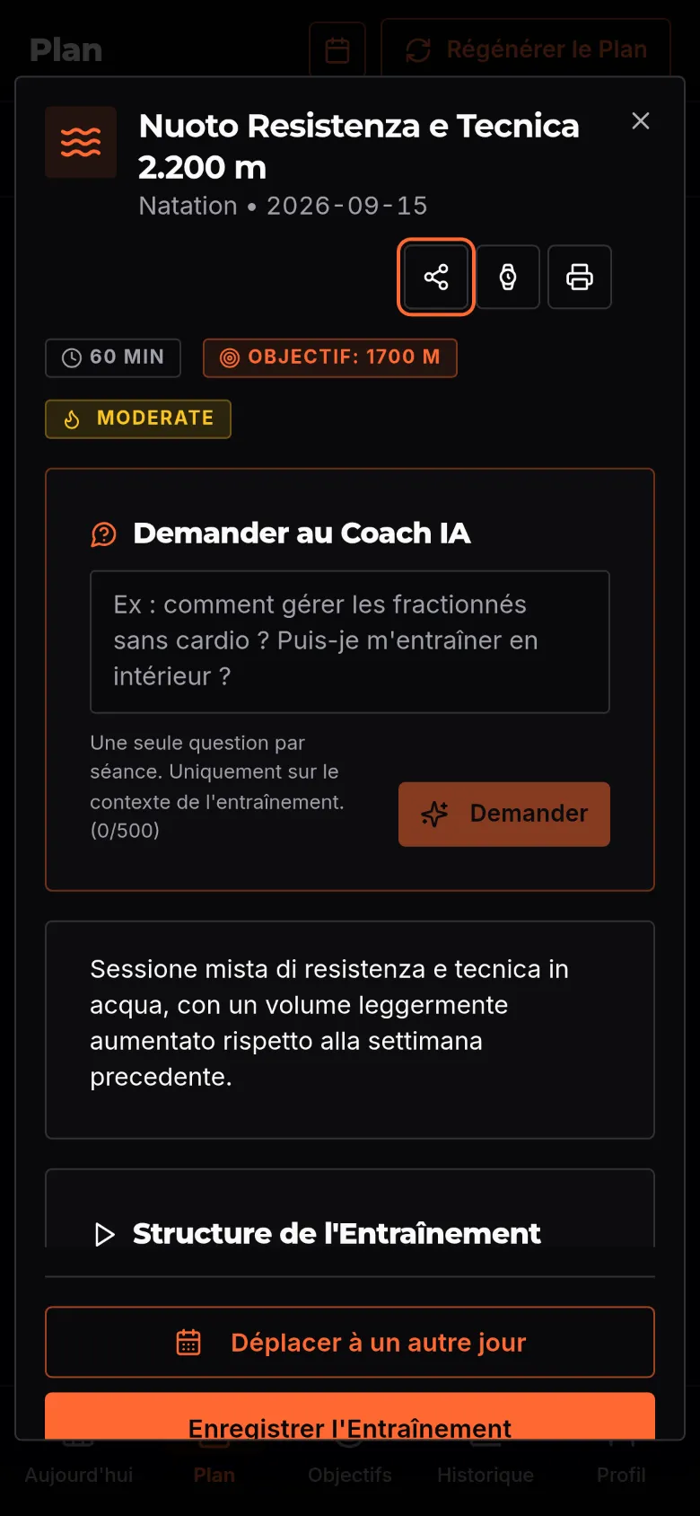 Détail d'une séance BeProud.ai sur mobile